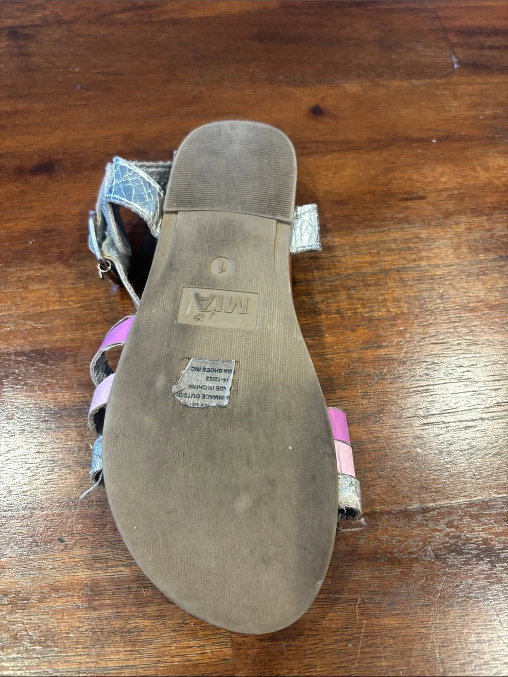 MIA Pink, Light Pink & Silver Glitter Girls' Strappy Sandals size 1